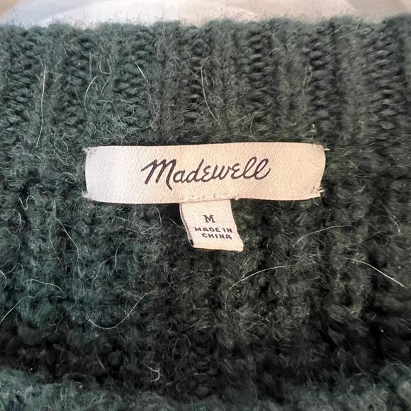 Madewell Everett Cable Knit Sweater Wool Alpace Blend Heather Pine Green Medium - Picture 3 of 7